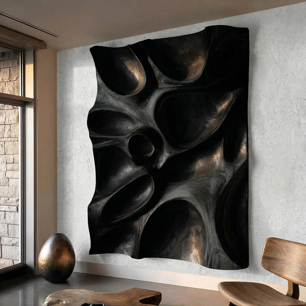 Organic Hollow Wood Wall Decor Panel, Handcrafted 3D Wooden Wall Art Sculpture for Bedroom and Living Room