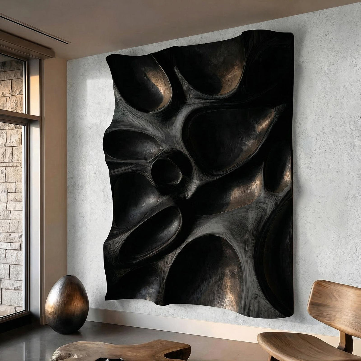 Spry Interior Organic Hollow Wood Wall Decor Panel, Handcrafted 3D Wooden Wall Art Sculpture for Bedroom and Living Room, SINLHAWD065