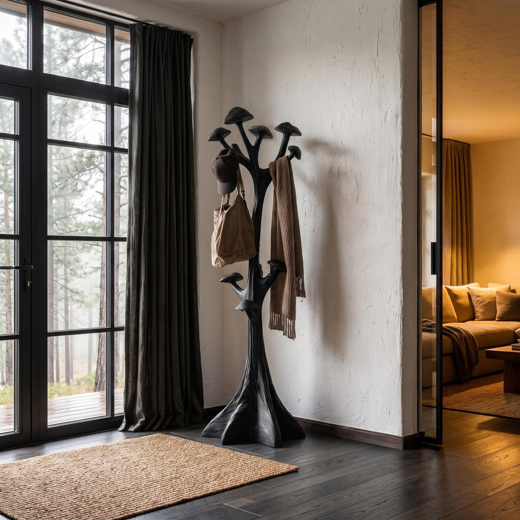 Modern Sculptural Tree Coat Rack Freestanding Design For Entryway Hallway