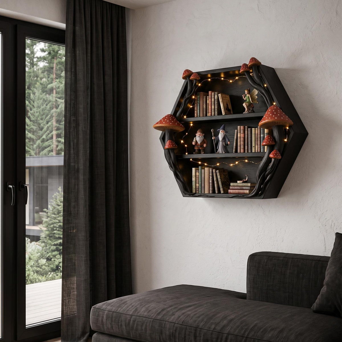 Minimalist Wall Bookshelf Handcrafted Solid Wood Shelves For Living Room