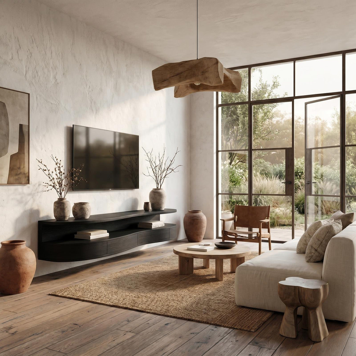 Contemporary Floating TV Stand with Built-In Drawer Storage, Wall Mounted Solid Wood Media Console, Entertainment Center Shelf, SINLHATC053