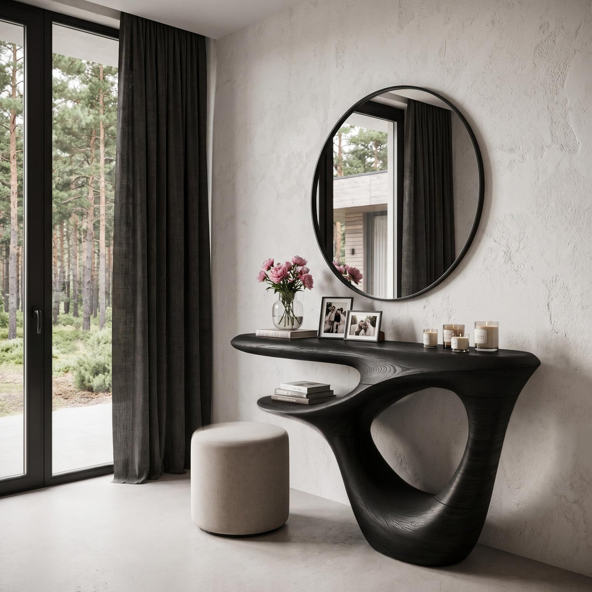 Contemporary Console Table With Artistic Open Frame Base For Foyer And Hallway SINLHACS695