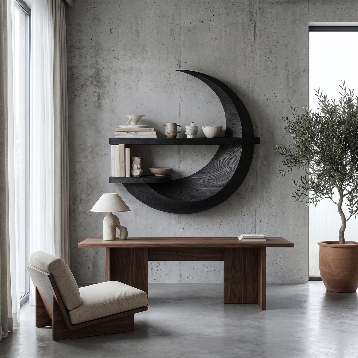 Rustic Floating Shelf with Natural Wood Display Storage, Wall Mounted Ledge Shelf