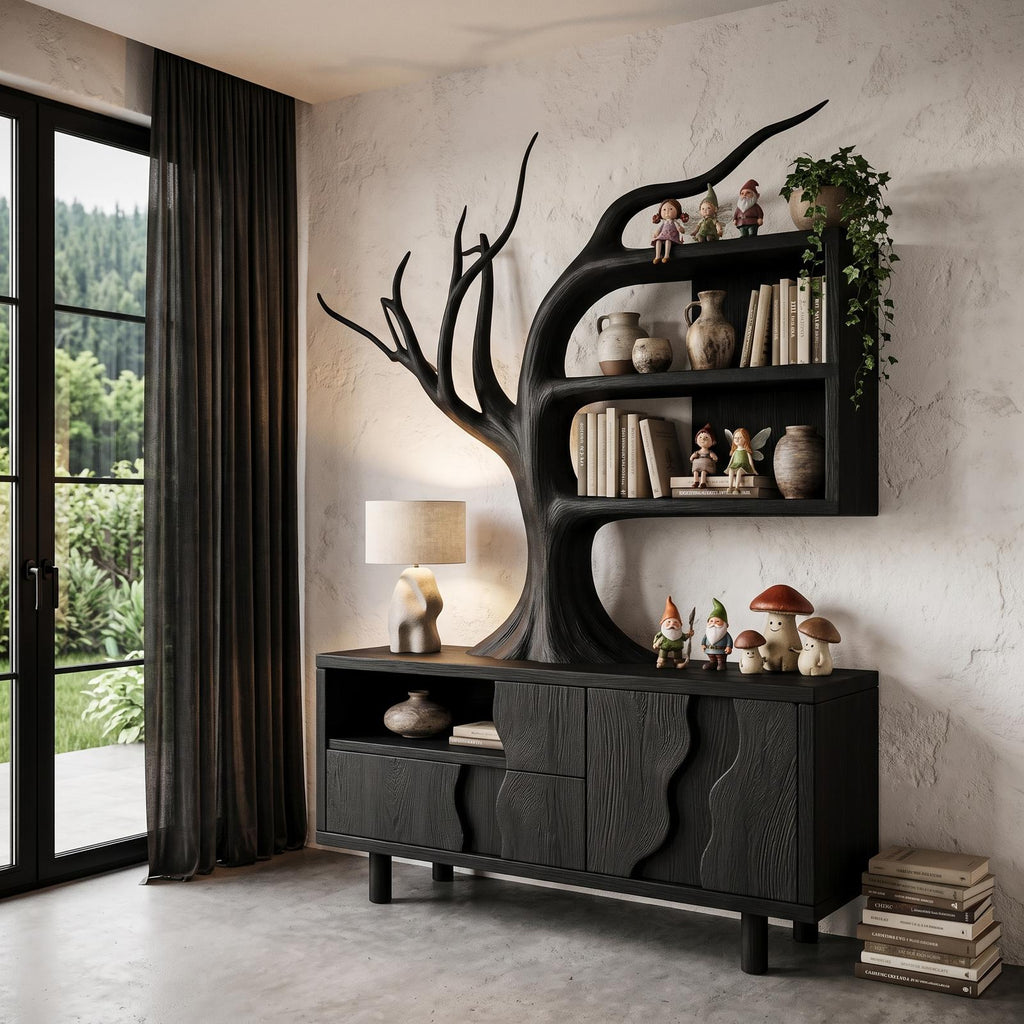 Modern Cabinet With Integrated Tree Branch Design For Living Room