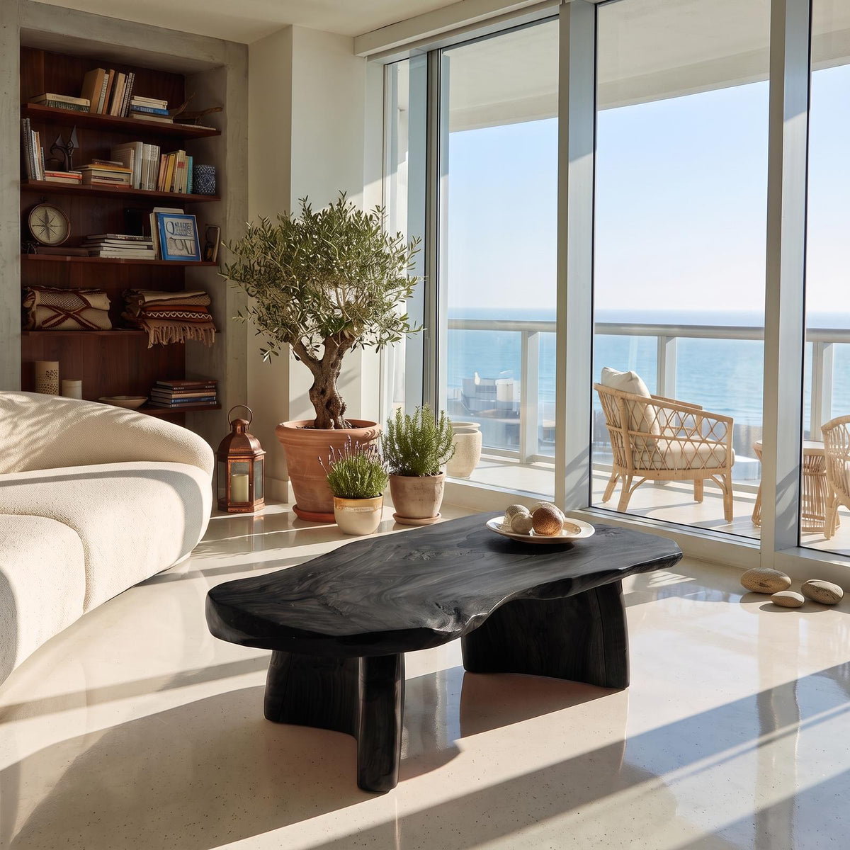 Organic Modern Live Edge Coffee Table With Natural Edge Design For Living Room SINLHACF420