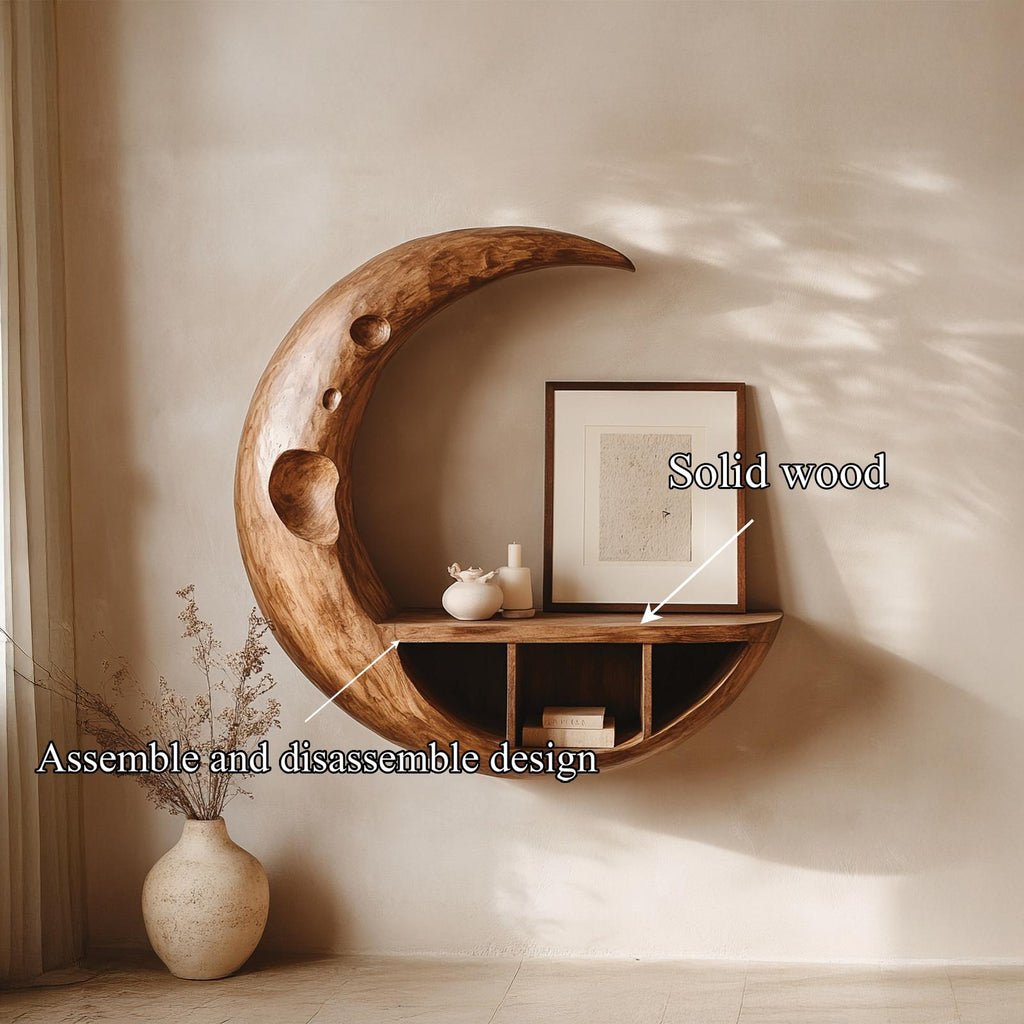 Rustic Moon Wall Shelf For Living Room And Apartment