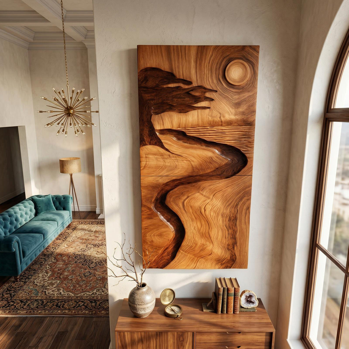 Spry Interior Organic Desert Wood Wall Art, Handcrafted 3D Minimalist Wooden Panel Decor for Modern Living Room & Bedroom, SILDTTRWA089