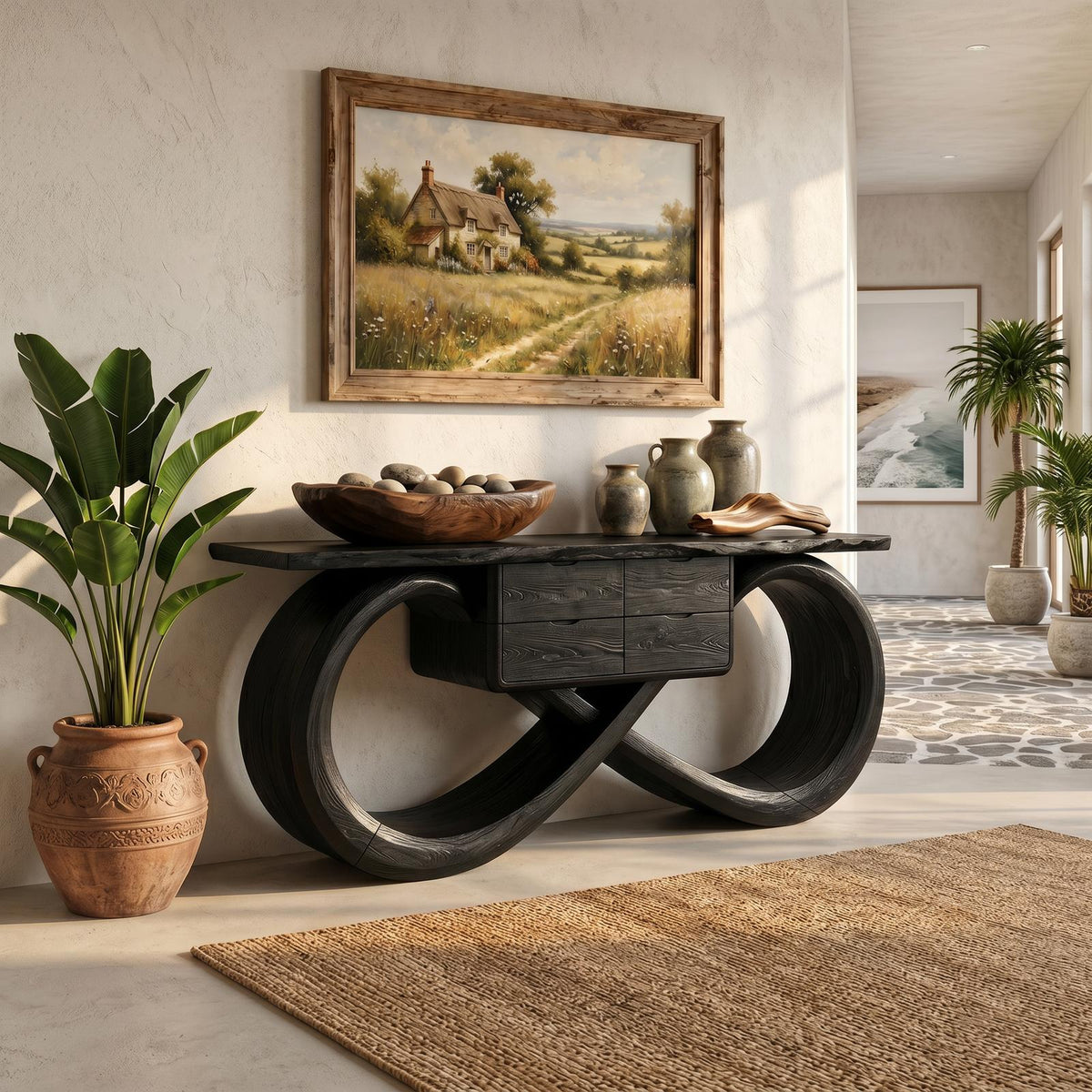 Organic Sculptural Console Table Contemporary Hallway