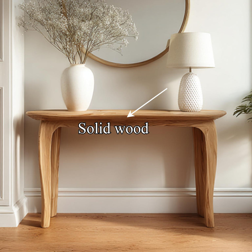 Mid Century Sculptural Solid Wood Entryway Console Table, Living Room Accent Sofa Table, Model