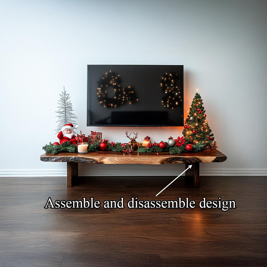 Rustic Solid Wood TV Stand, Live Edge Media Console Cabinet for Living Room Entertainment Center