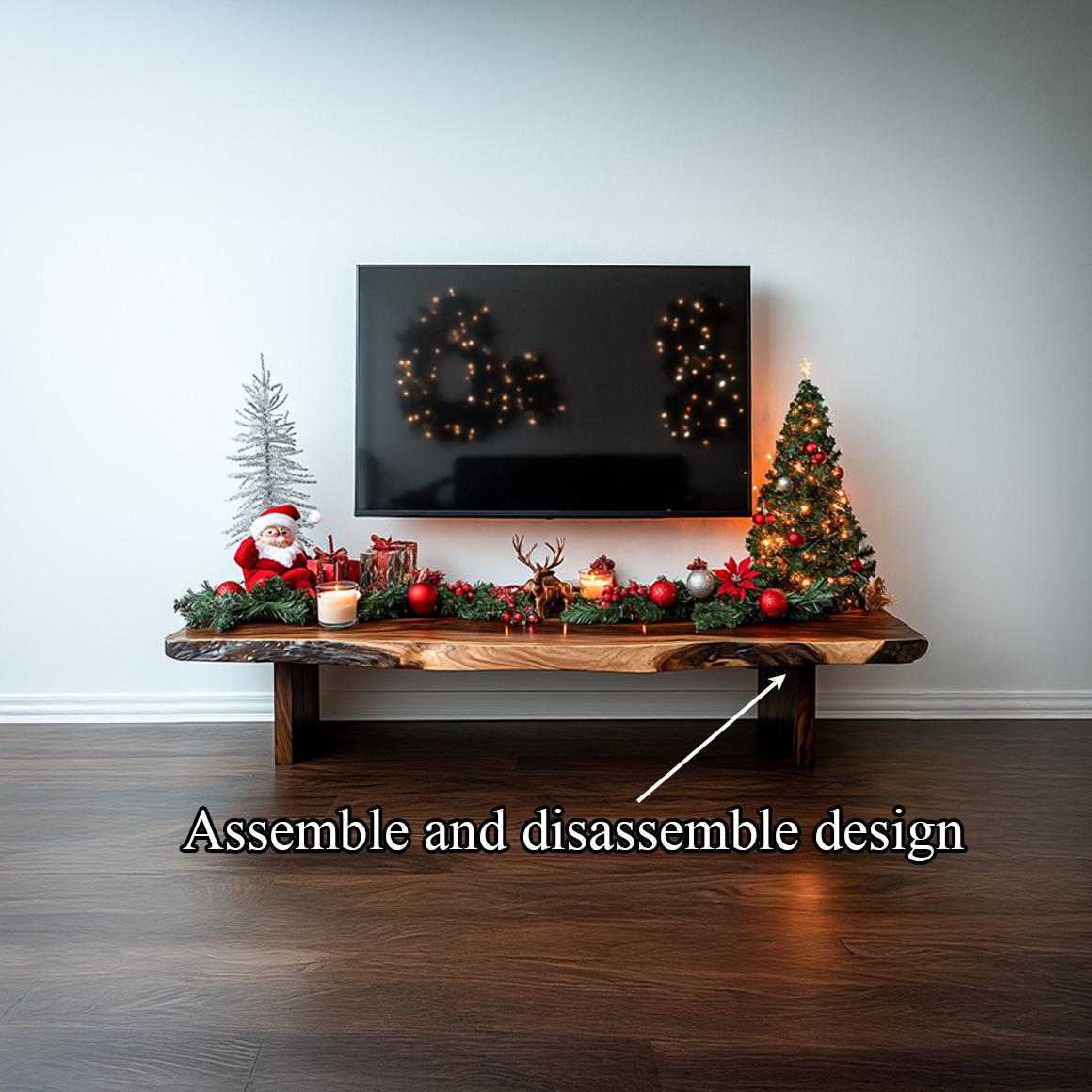Rustic Solid Wood TV Stand, Live Edge Media Console Cabinet for Living Room Entertainment Center