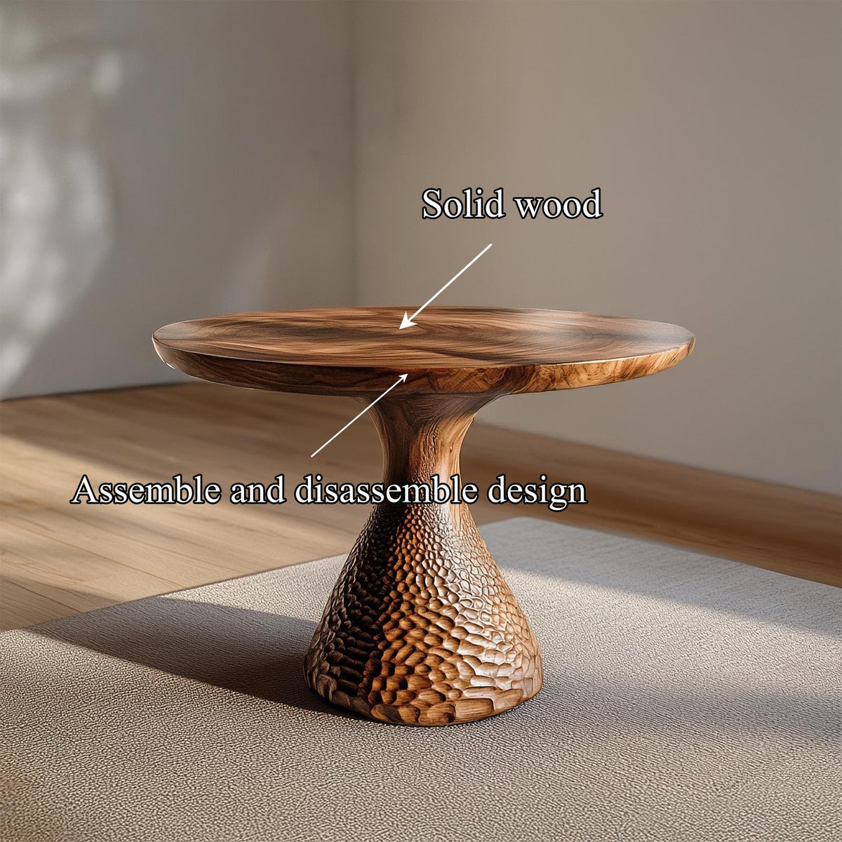 Sculptural Solid Wood Coffee Table, Handcrafted Artistic Center Table for Modern Living Room Home Decor