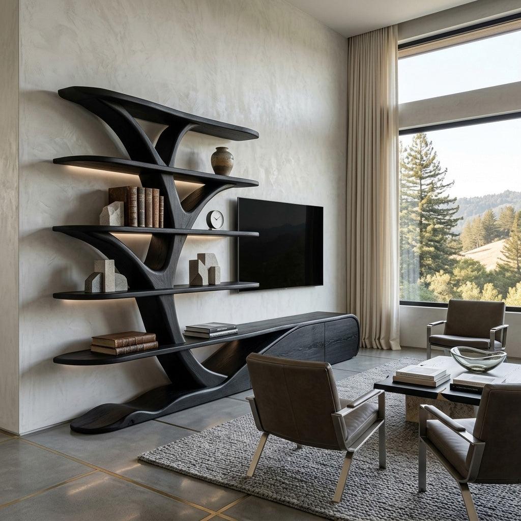 Modern Organic Tree Inspired Media Console For Living Room