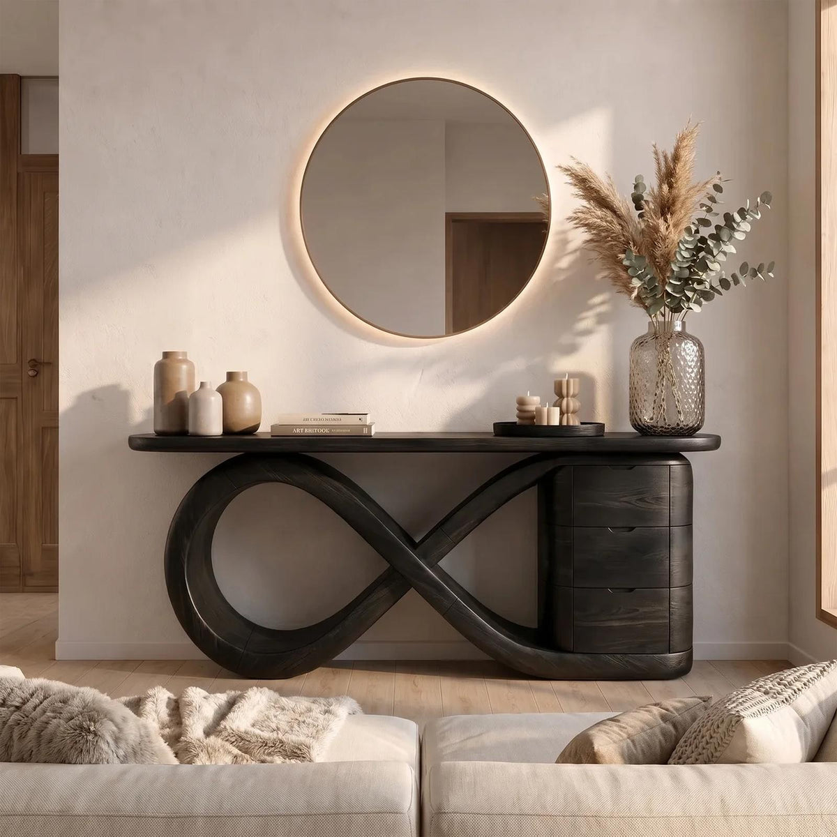 Modern Wave Base Console Table Luxury Bedroom