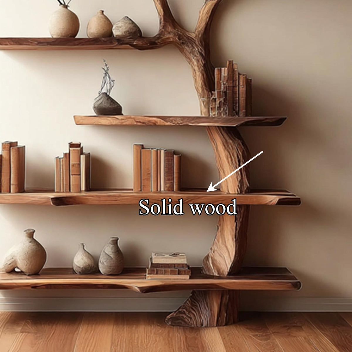 Midcentury Tree Bookshelf Office Entry