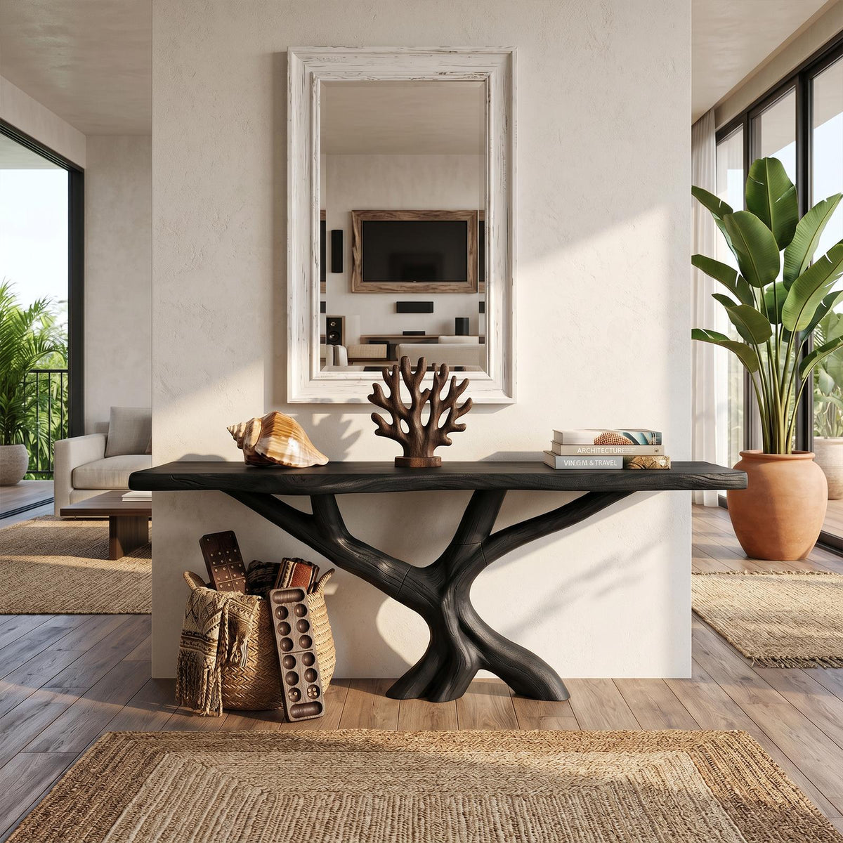 Organic Coral Base Console Table Luxury Beach House