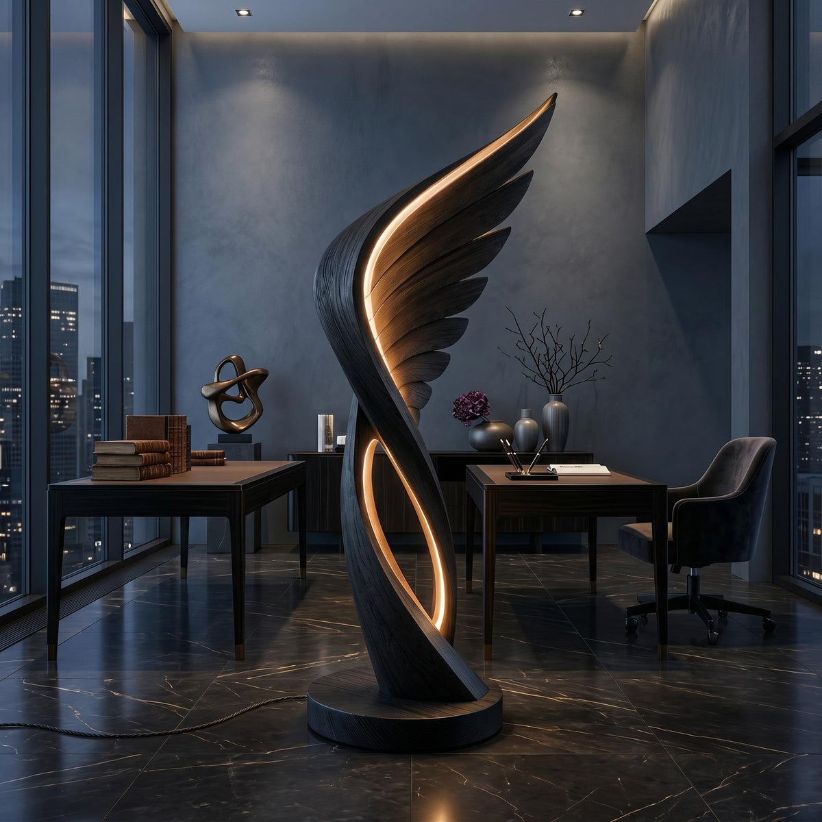 Organic Folding Wing Floor Lamp For Bedroom