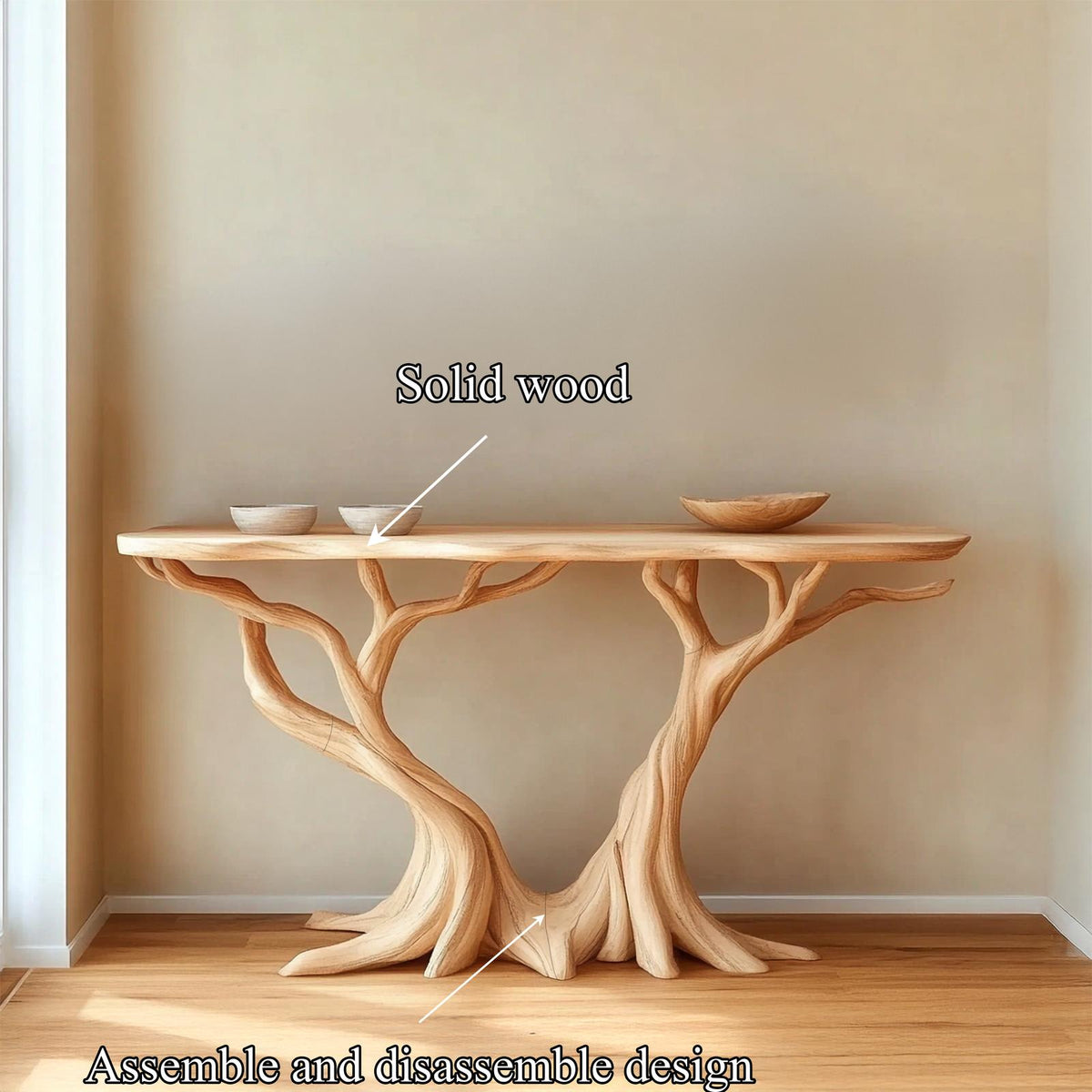 Nature Inspired Console Table Solid Wood Farmhouse Gift