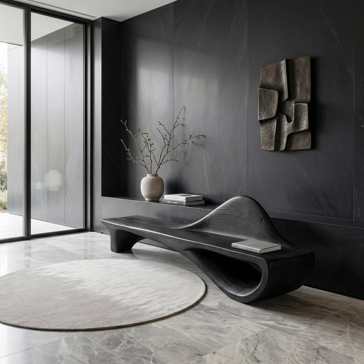 Luxury Curved Backrest Bench For Hallway