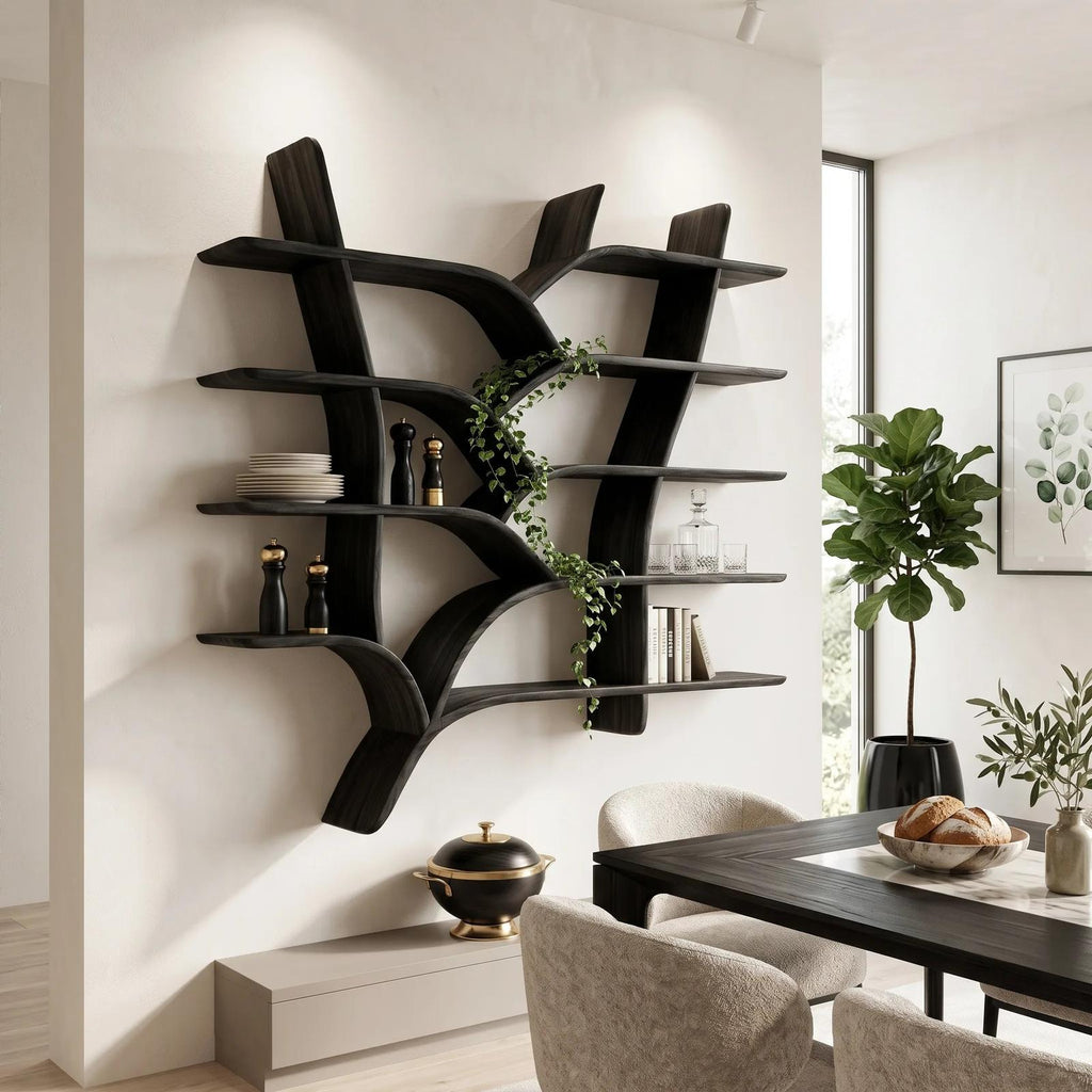 Mid Century Live Edge Bookshelves for Home Library