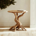 Rustic Round End Table Solid Wood End Table