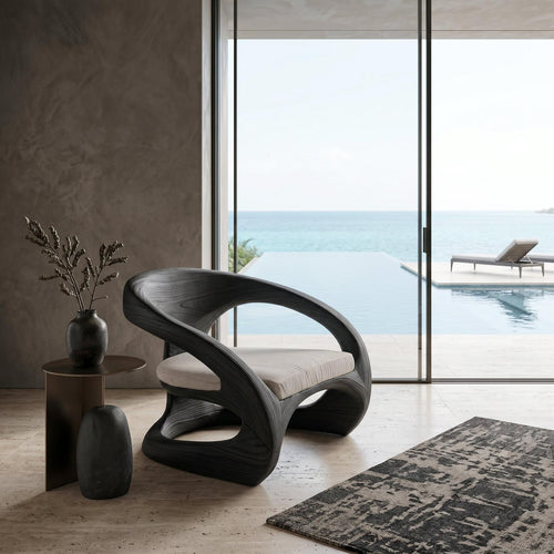 Artistic Curved Armchair Without Upholstered Seat For Living Room RTTHHNCHR069