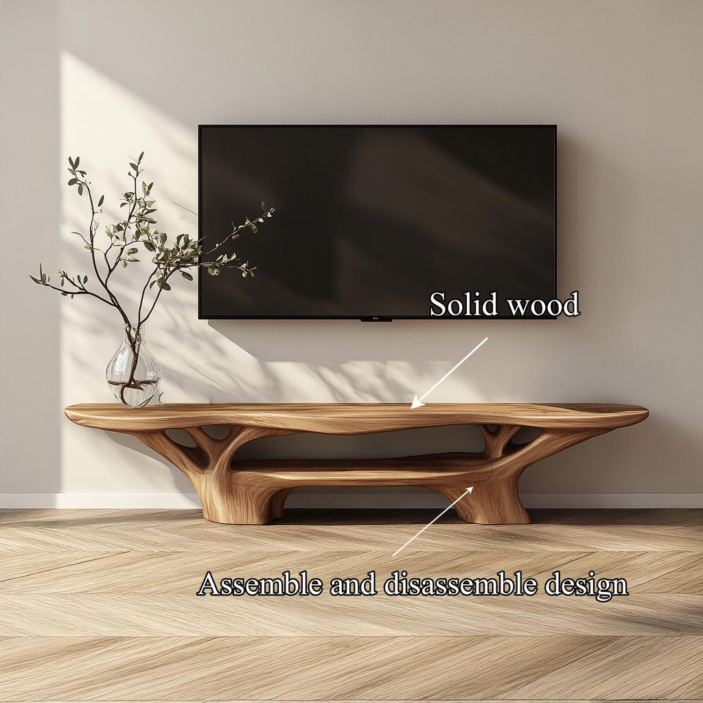 Rustic Solid Wood TV Stand, Reclaimed Barnwood Style Media Console Cabinet for Living Room & Study, Model