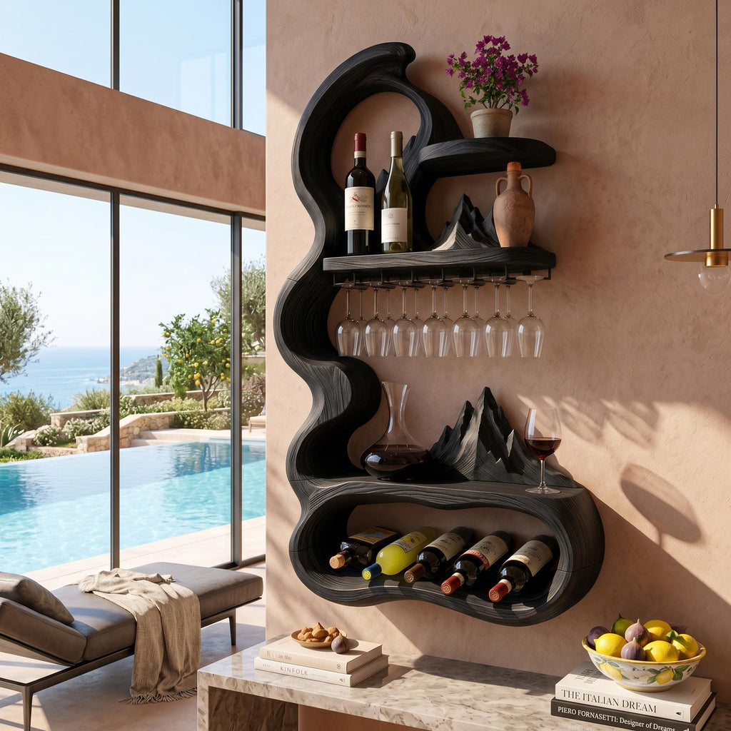 Mid Century Sculptural Wine Display For Dining Space