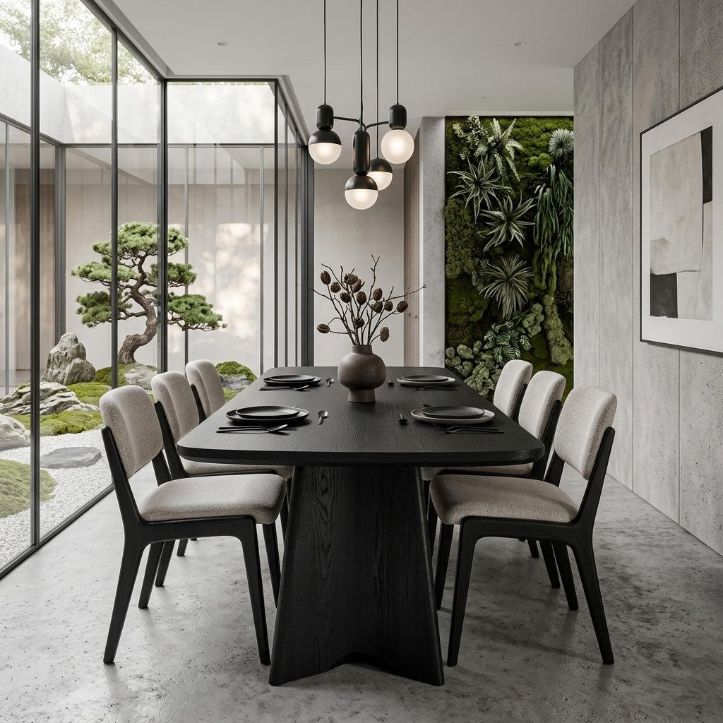 Spry Interior Modern Sculptural Dining Table, Handcrafted Solid Wood Kitchen Dining Table for Contemporary Homes, Model RTTHHNDN033