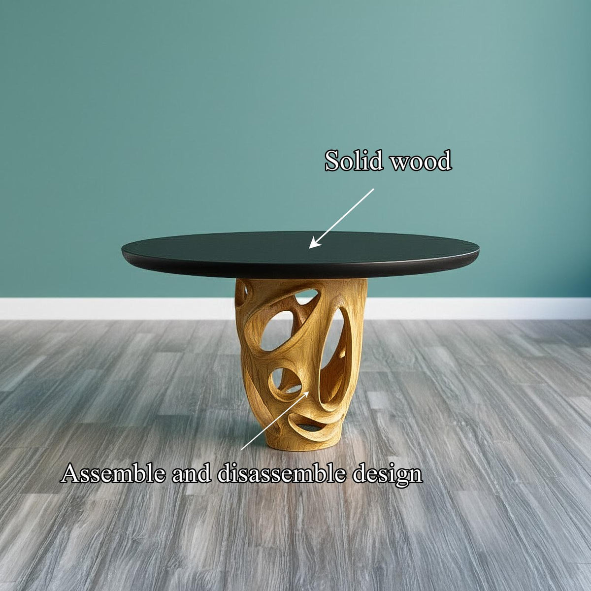 Rustic Solid Wood Round Coffee Table, Handcrafted Natural Wood Circular Center Table for Living Room, Accent Decor