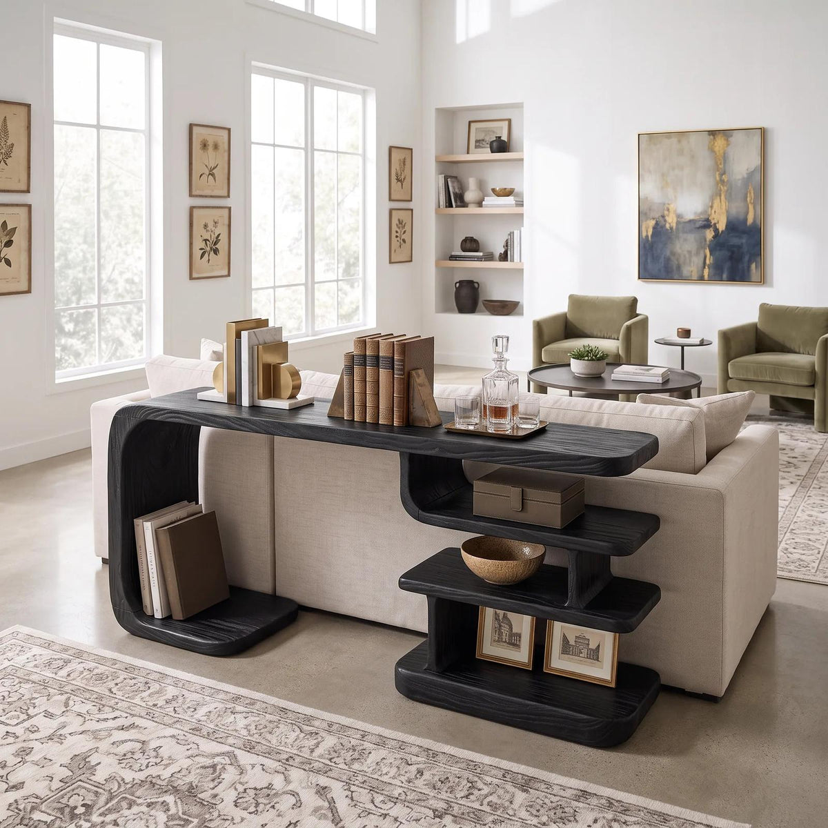 Contemporary Layered Shelf Console For Living Room SILDTTNCS189