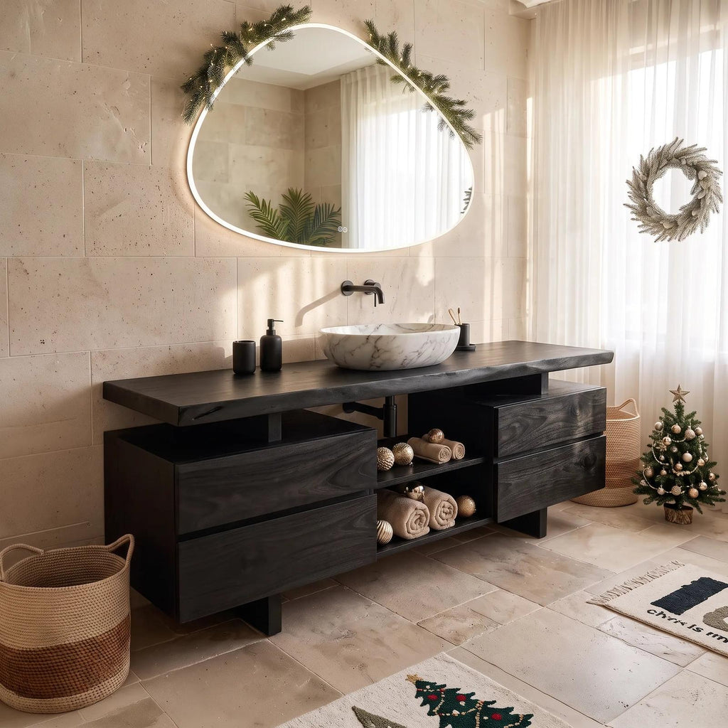 Rustic Christmas Storage Bathroom Vanity Lake House
