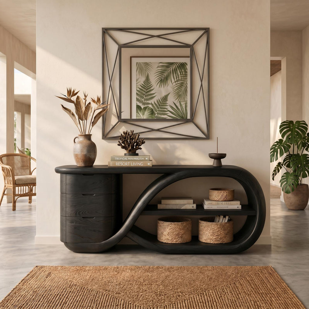 Modern Cross Base Console Table Luxury Hallway