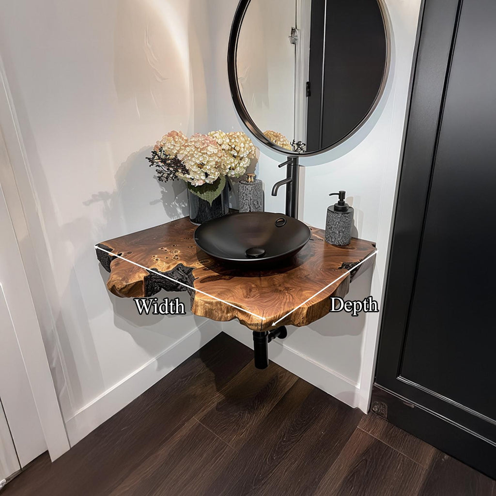 Rustic Floating Shelf Vanity Bathroom