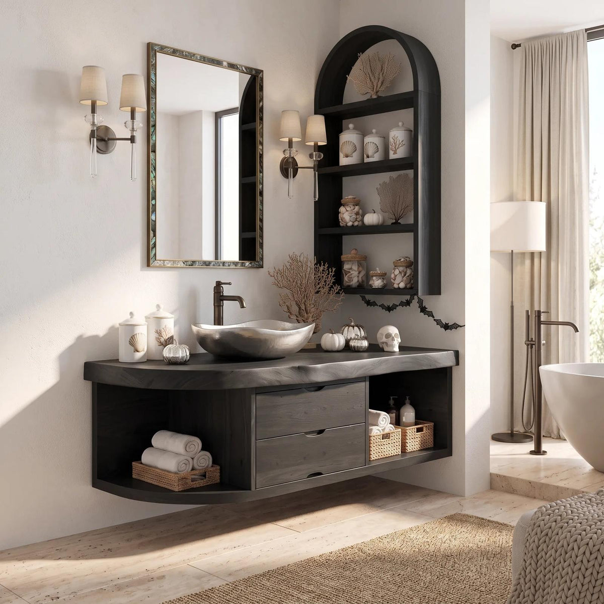 Organic Halloween Floating Bathroom Vanity Modern Bathroom