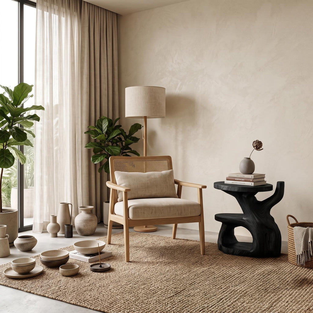 Elegant Wooden Side Table with Layered Shelf, Handcrafted Solid Wood End Table & Nightstand for Living Room, Model