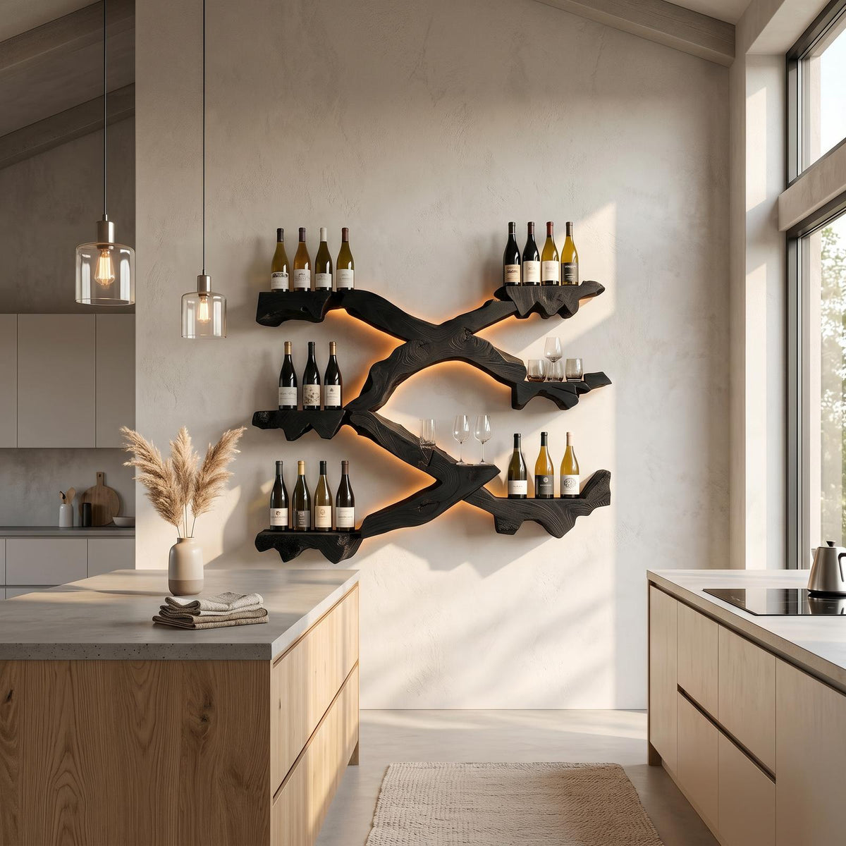 Rustic Wine Stand For Kitchen Vintage Organizer Shelf