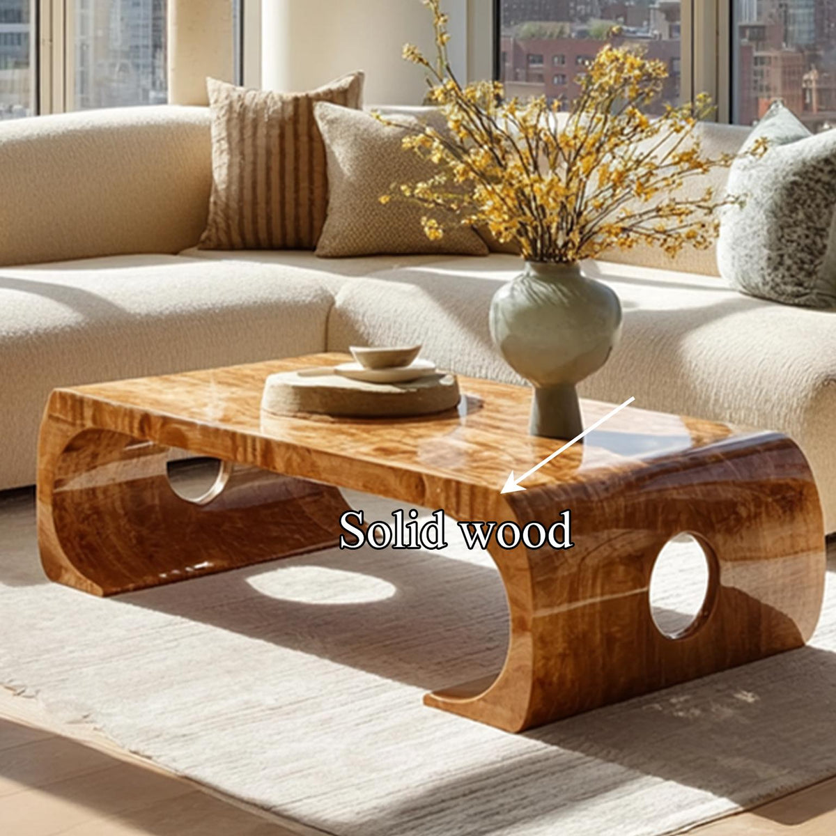 Spry Interior Mid Century Wood Coffee Table, Living Room Accent Decor Center Table, Model SINLSACF043