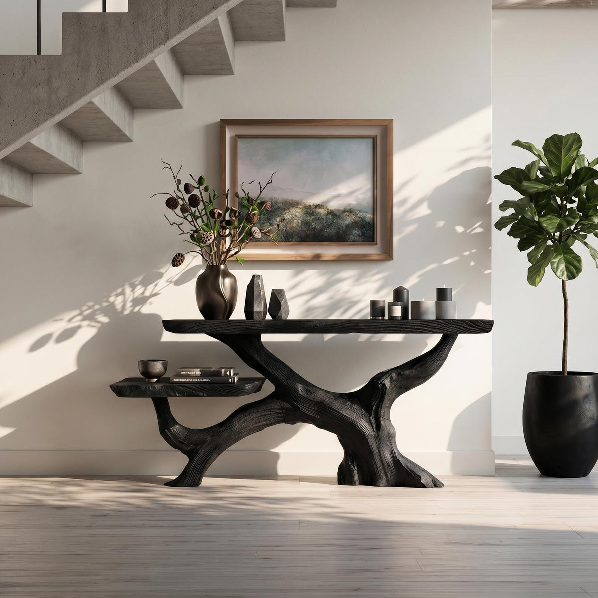 Spry Interior Cottage Rustic Black Wood Console Table, Narrow Entryway Foyer Table & Slim Sofa Console for Living Room Decor, SILDTTRCS067