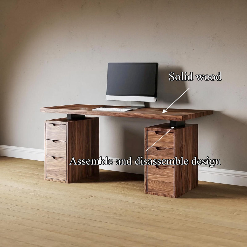 Modern Minimalist Work Desk, Solid Wood Computer Writing Table for Home Office, Sleek Laptop Study Desk for Studio
