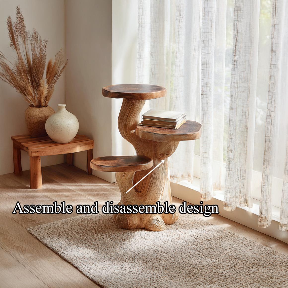 Rustic Mushroom Side Table Reading Nook