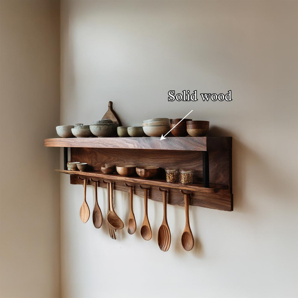 Rustic Hanging Wall Shelf For Kitchen Or Dining Room