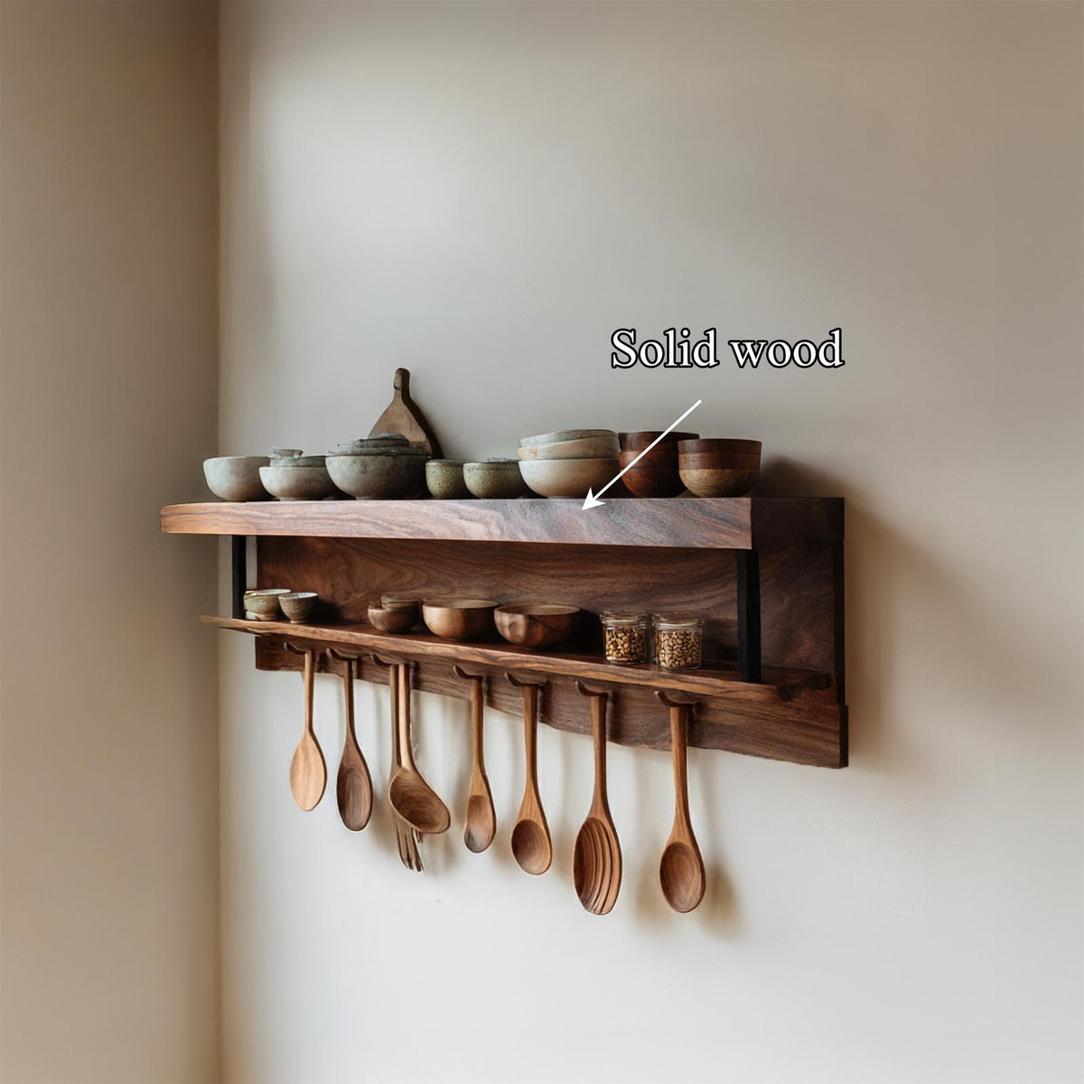 Rustic Hanging Wall Shelf For Kitchen Or Dining Room