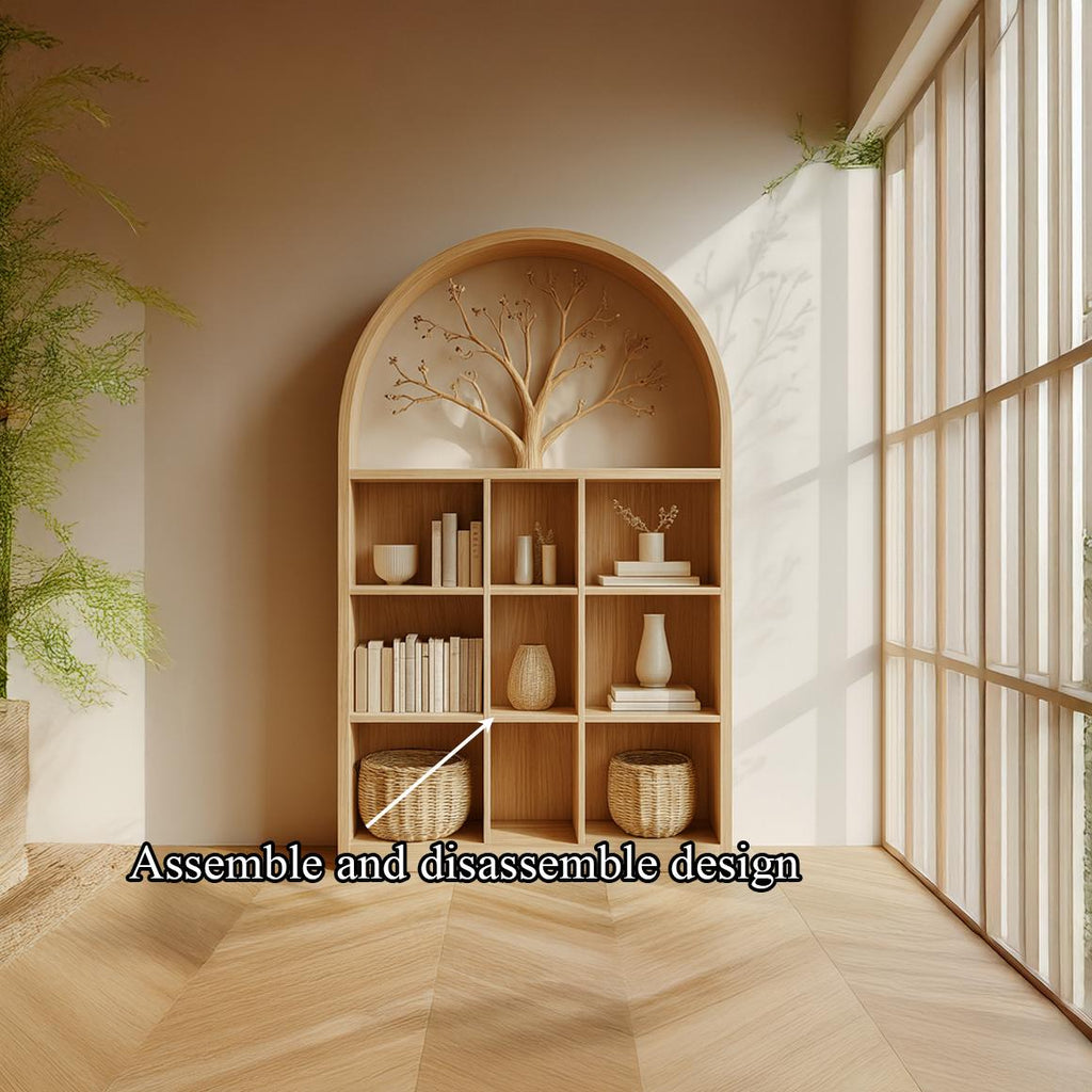 Scandinavian Rustic Solid Wood Storage Cabinet, Natural Tree Accent Hallway Buffet & Living Room Credenza