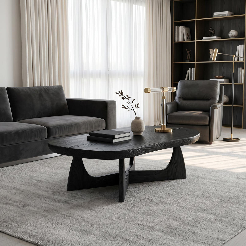 Nordic Wood Coffee Table, Scandinavian Minimalist Solid Wood Center Table for Cozy Living Room Lounge, Light Finish