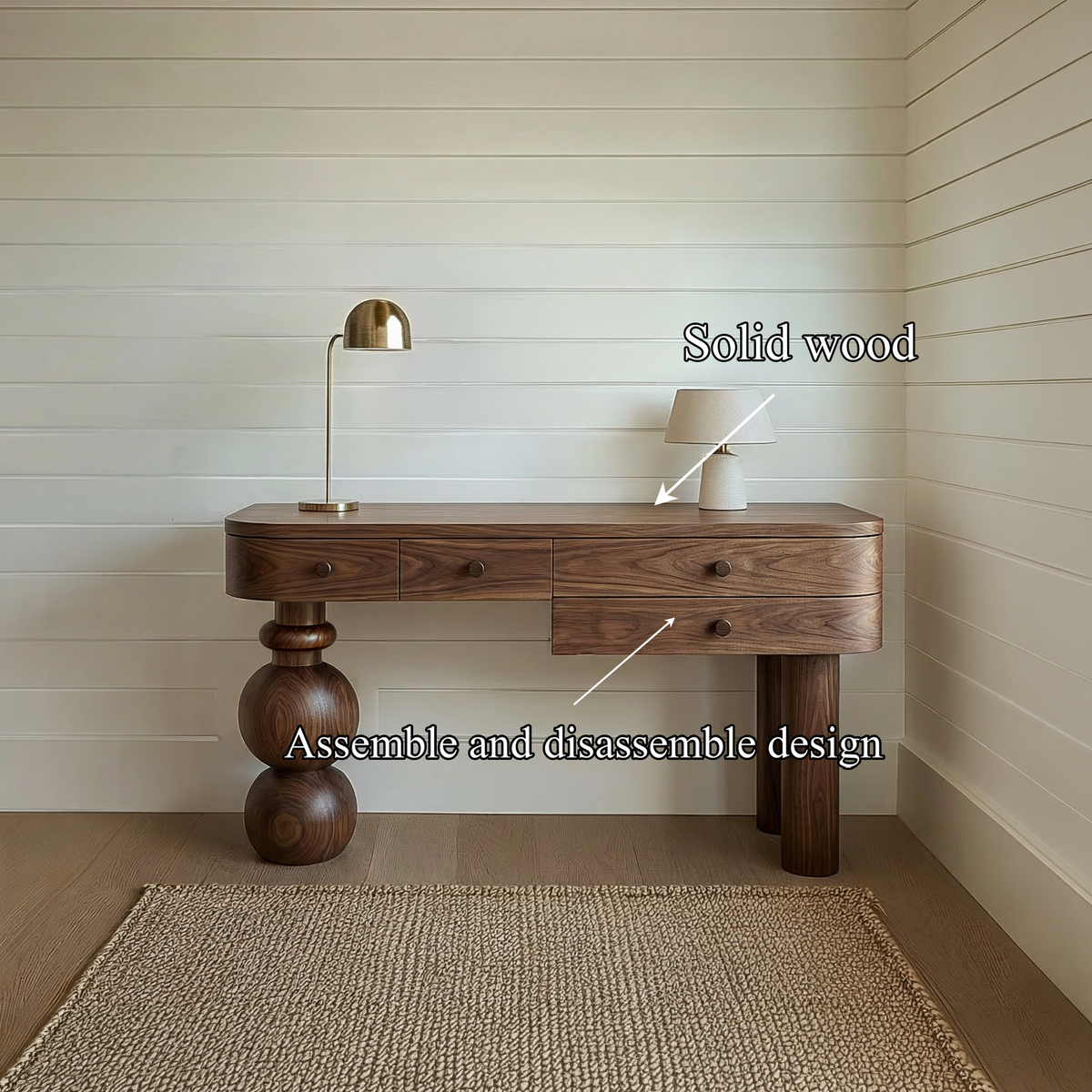 Organic Modern Wooden Dressing Table, Solid Wood Live Edge Makeup Vanity Desk, Rustic Bedroom Vanity Furniture