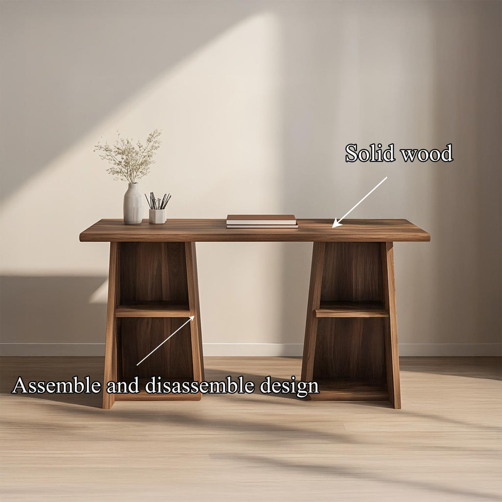 Scandinavian Work Desk, Practical Solid Wood Writing Computer Table for Reading Room, Creative Studio Workspace