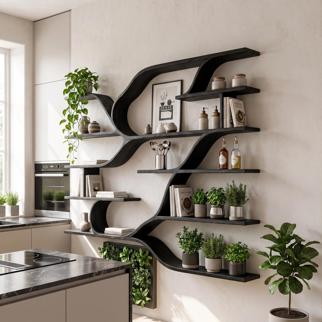 Farmhouse Floating Wood Shelves for Kitchen