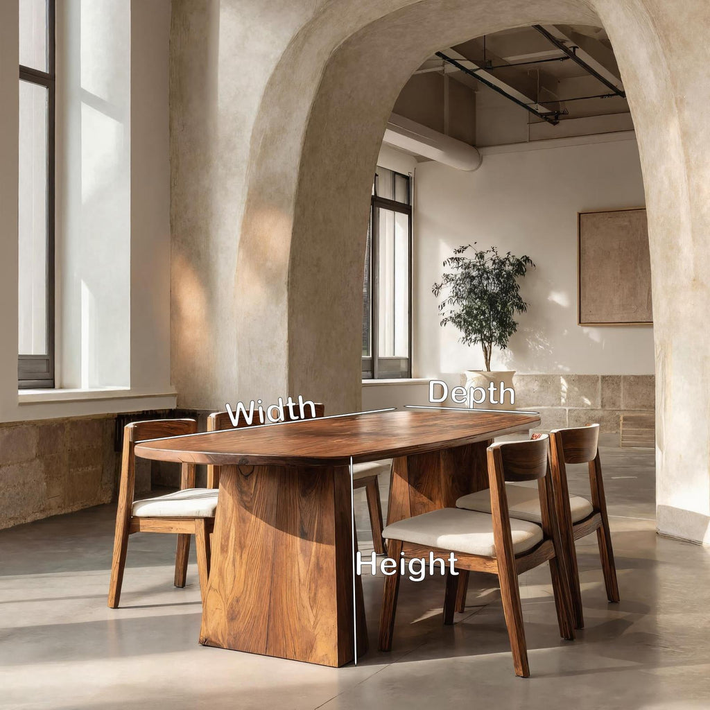 Spry Interior Minimalist Architectural Wooden Dining Table, Modern Geometric Kitchen Table for Dining Room, Model RTTHHNDN014
