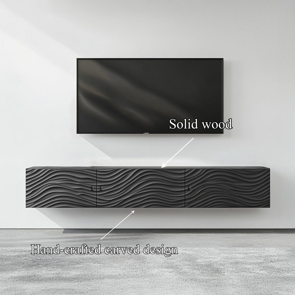 Contemporary Floating TV Stand with Storage, Modern Wall Mounted Media Console & Entertainment Center